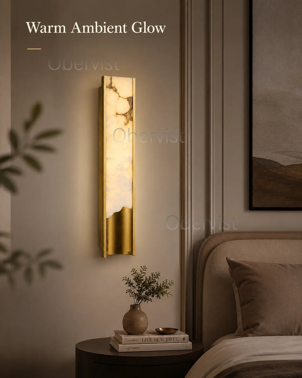Slim Marble LED Wall Sconce – Vertical Ambient Wall Light