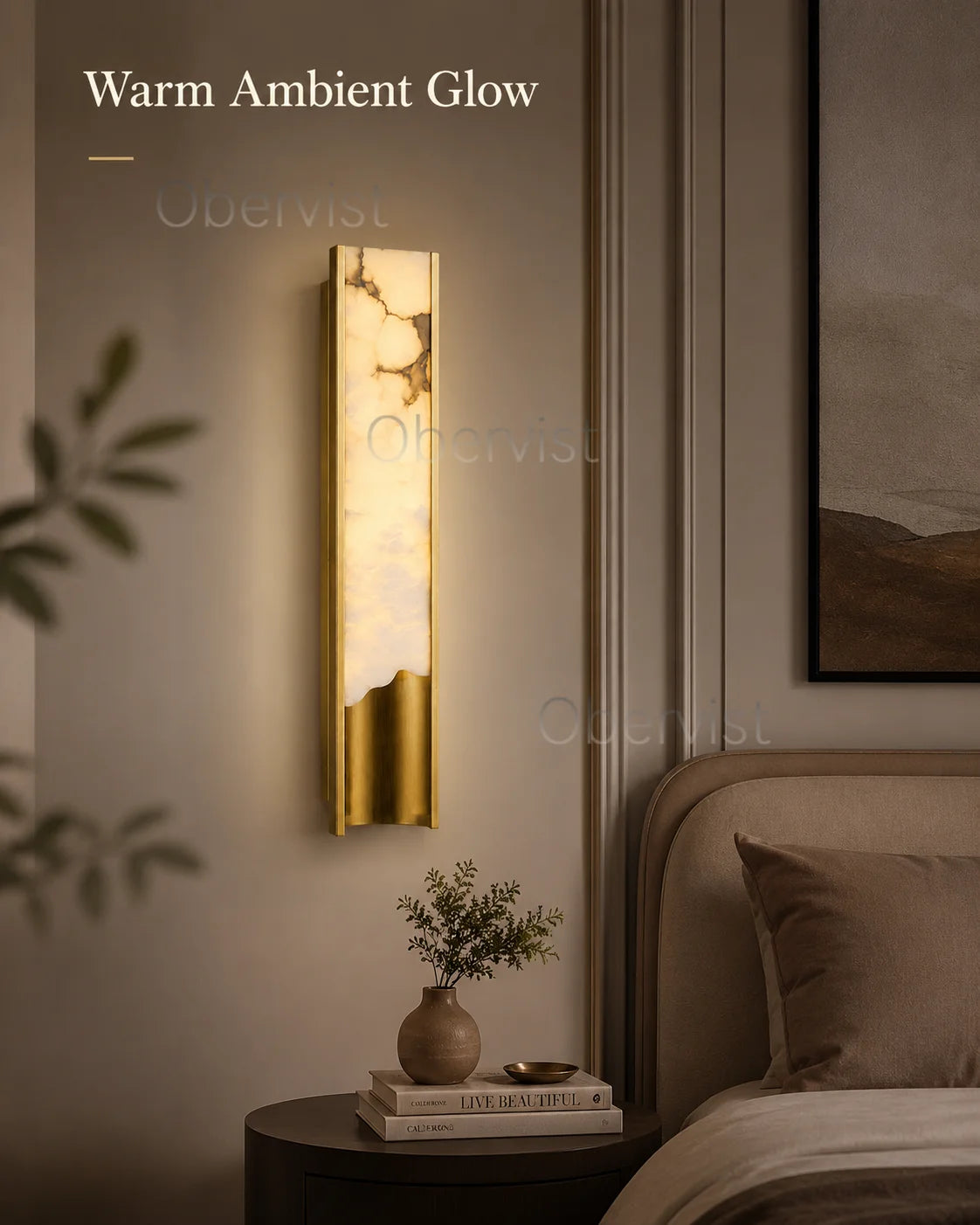 Slim Marble LED Wall Sconce – Vertical Ambient Wall Light