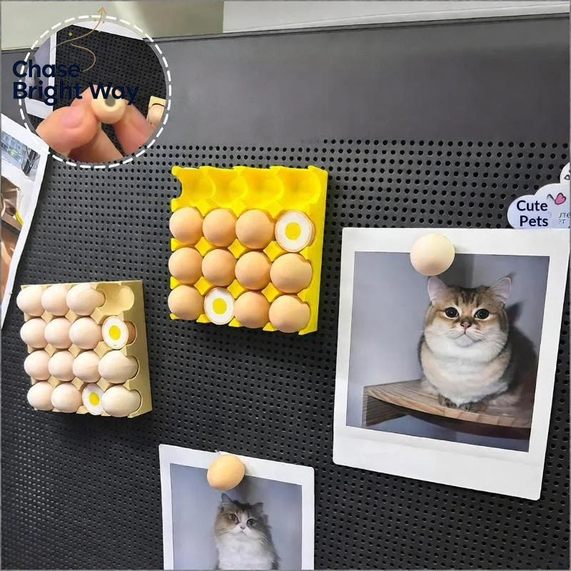 Egg-Shaped Fridge Magnets Set – 16 Resin Push Pins with Tray