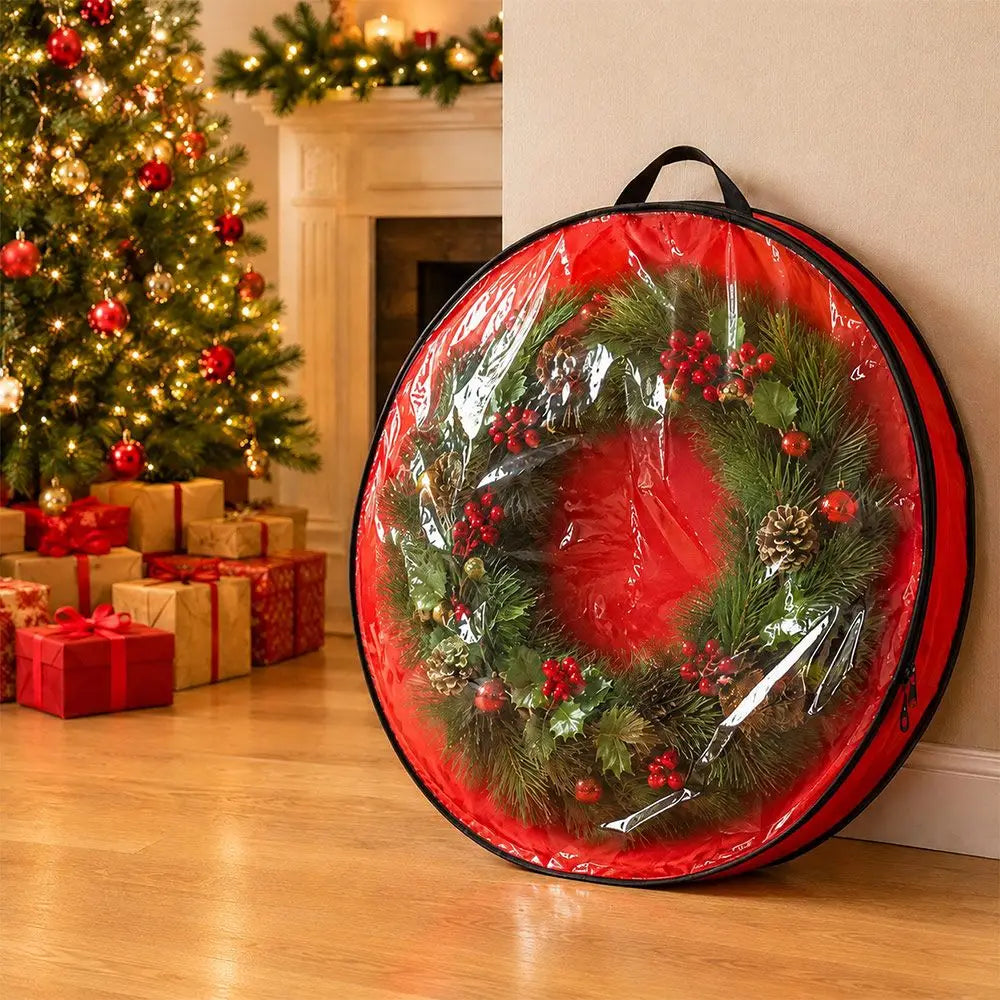 Waterproof Christmas Wreath Storage Bag | Round Zipper PVC