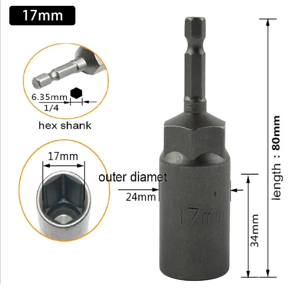 Magnetic Hex Nut Driver Drill Bit Adapter 1/4" – 5.5–19mm