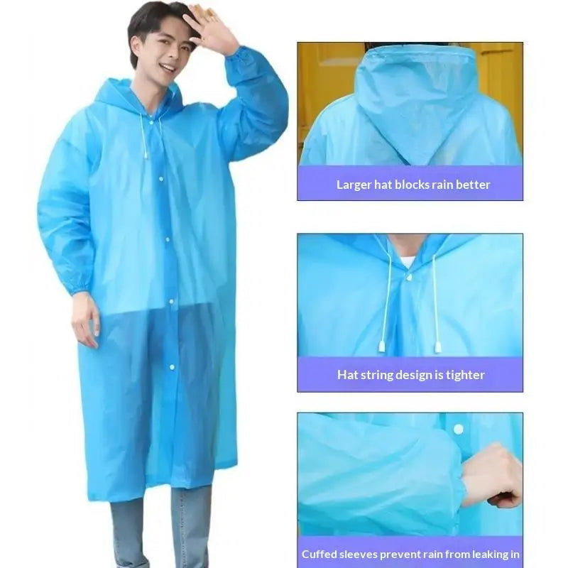 Unisex Hooded EVA Rain Poncho – Waterproof Outdoor Raincoat