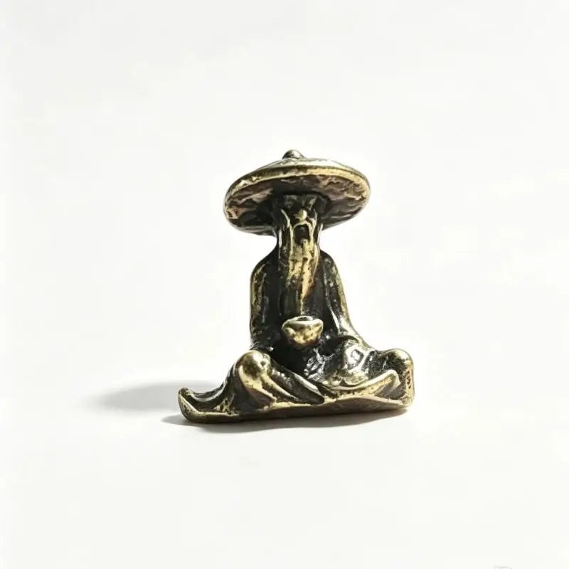 Vintage Brass Fisherman Mini Statue | Bonsai Zen Garden Decor