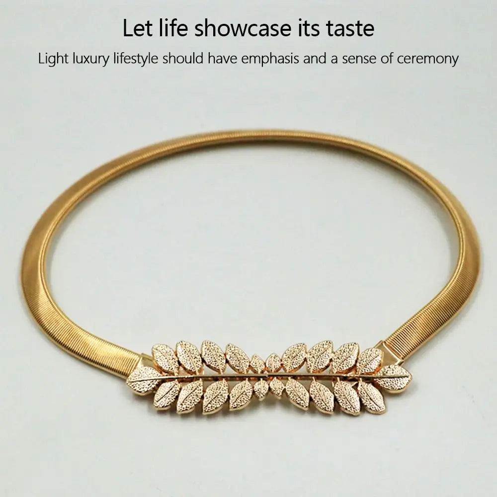 Elastic Metal Leaf Curtain Tiebacks – Gold & Silver Chain Belt
