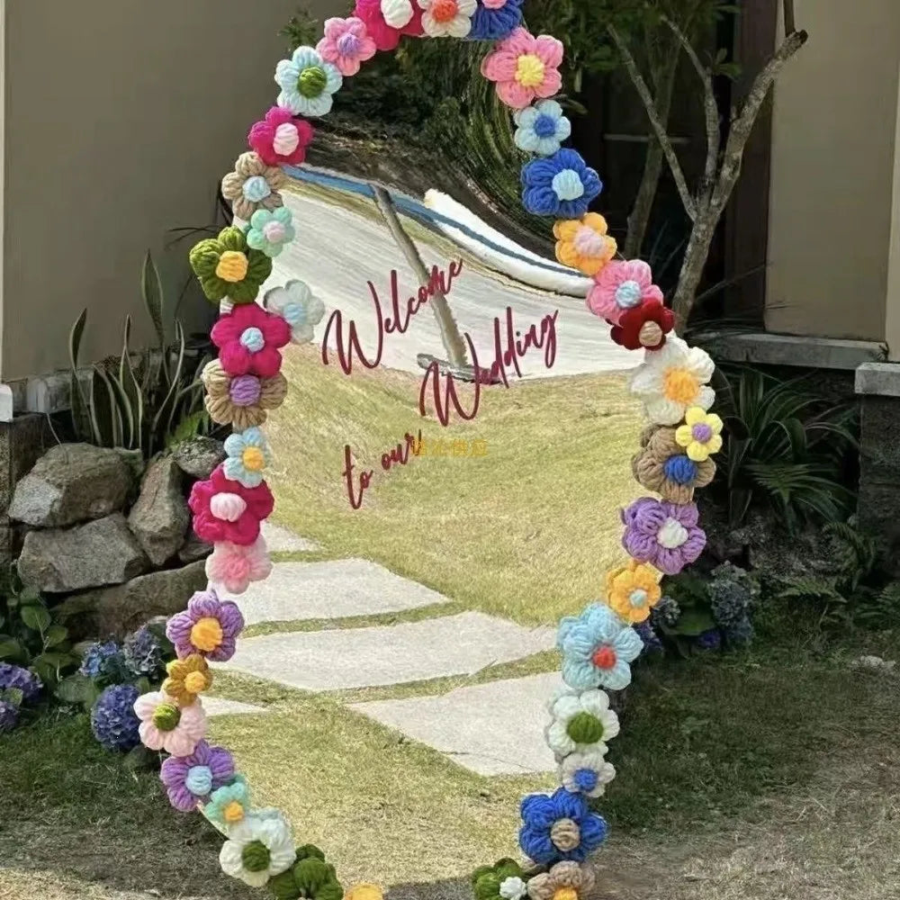 50-Pack Crochet Flower Appliques – Colorful DIY Yarn Craft Decor