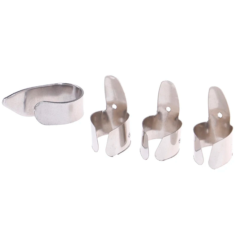 Metal Guitar Finger Picks & Thumb Pick Set – 4 Pieces
