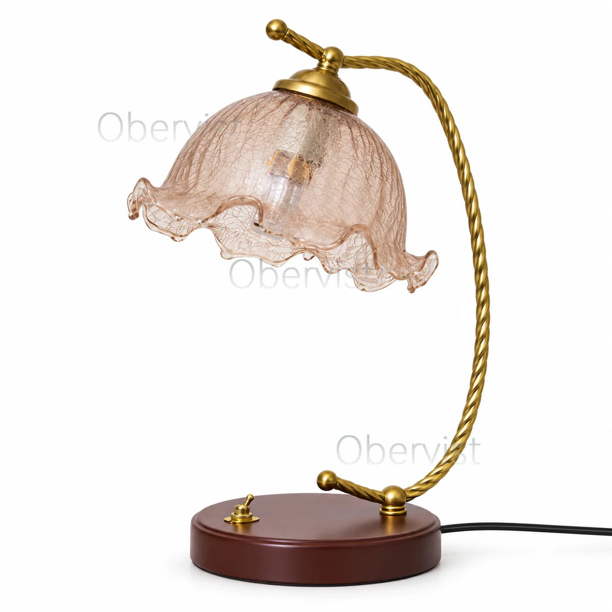 Vintage Crackle Glass Table Lamp – Nordic Gold E27 Bedside