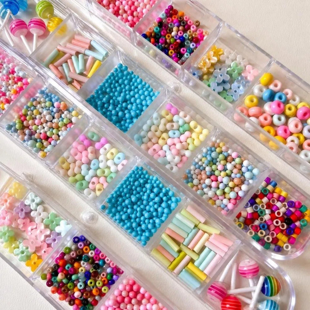 12/36 Grid Nail Art Sequins Kit – 3D Charms & DIY Embellishments