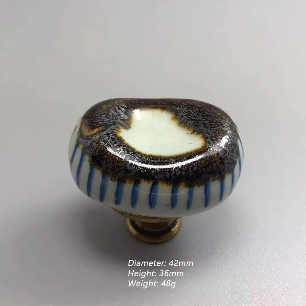 Vintage Ceramic Drawer Pulls – Single Hole Painted Cabinet Knobs