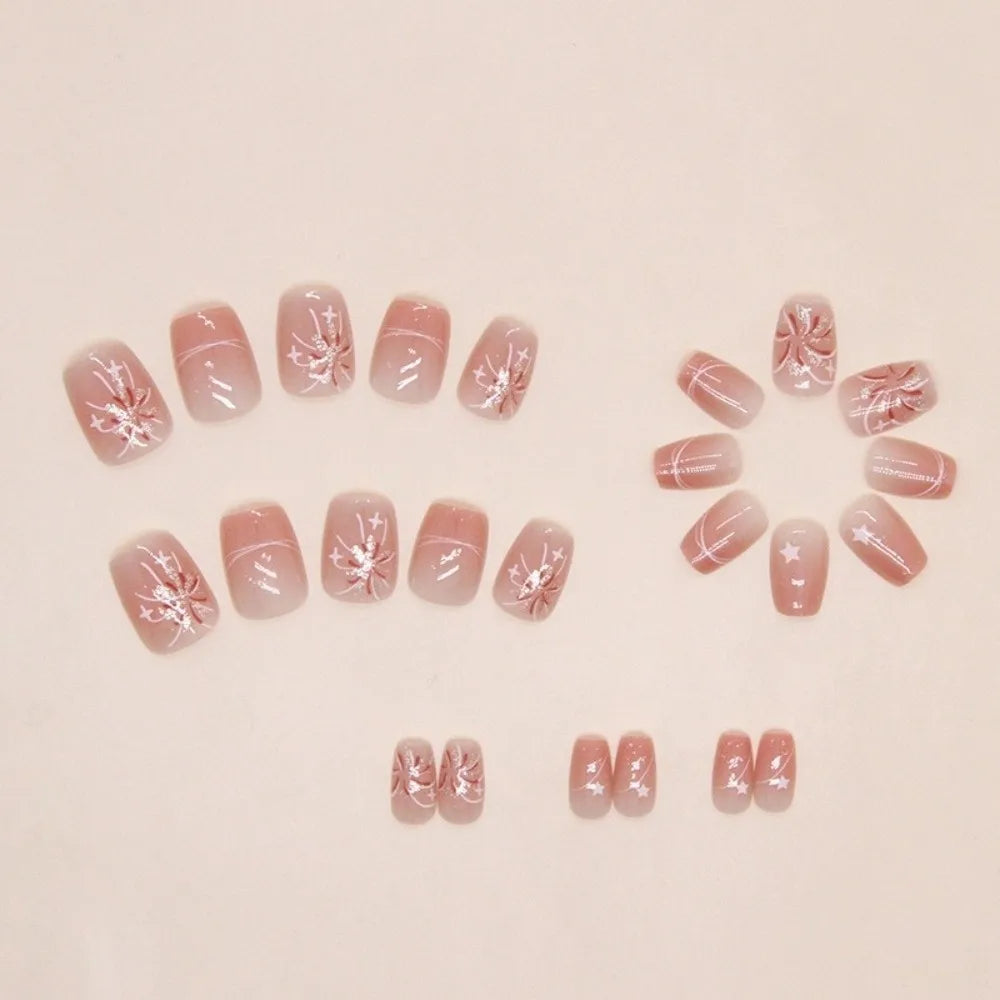 Almond Square Short Press-On False Nails – 24pc DIY Set