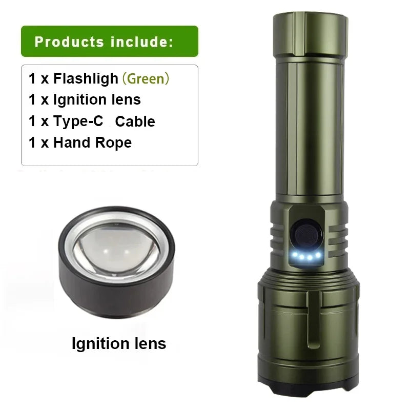 Tactical Zoomable LED Flashlight 1200LM IPX7 Type-C Rechargeable