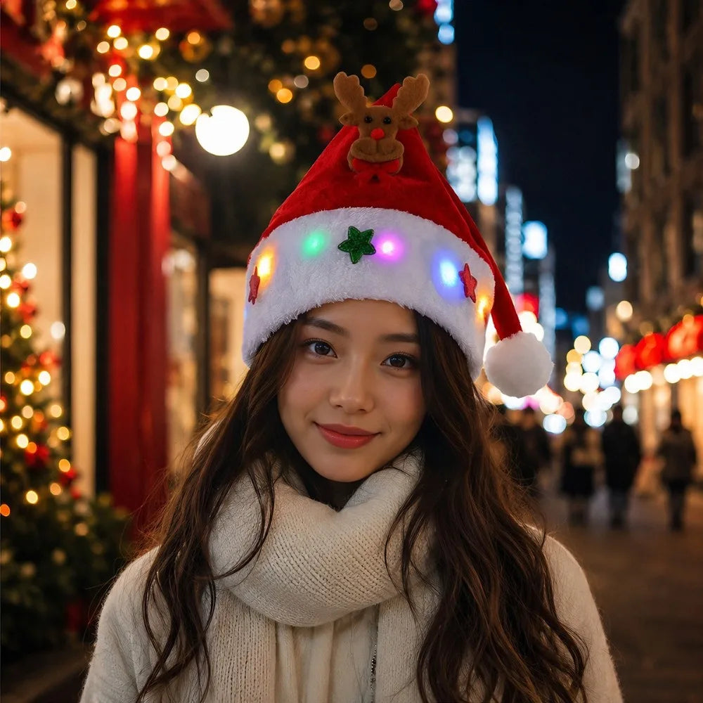 LED Flashing Christmas Hat – Light-Up Snowman & Elk Holiday Hat