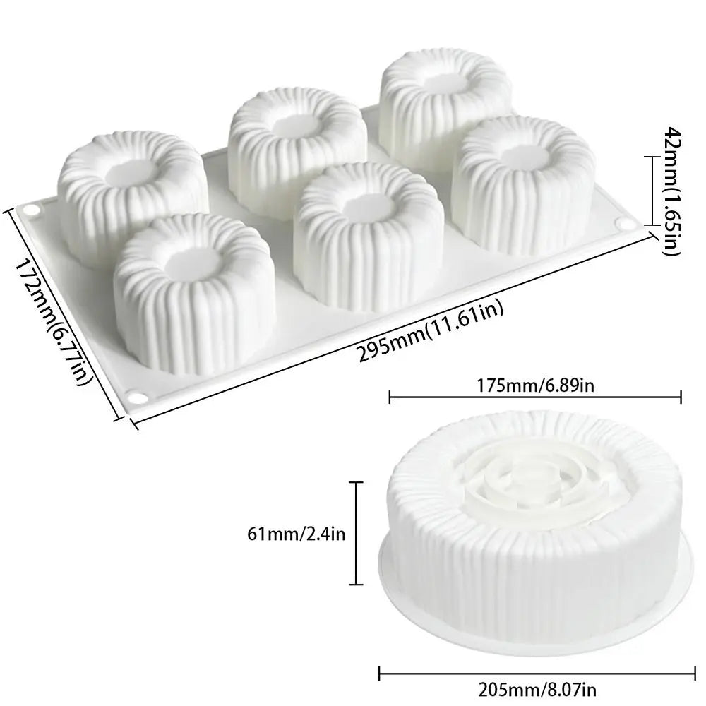 Silicone Ribbed Cake Mold – 1 & 6 Cell Cylindrical Baking Mould