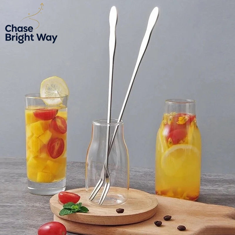 Stainless Steel Pickle Fork & Spoon Set – Long Handle Jar Grabber