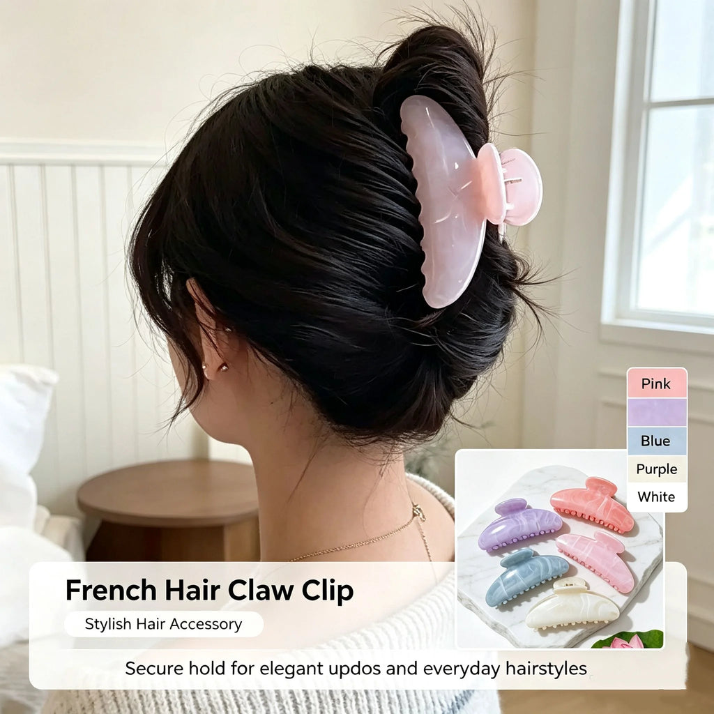 French Vintage Marble Shark Hair Claw Clip for Women