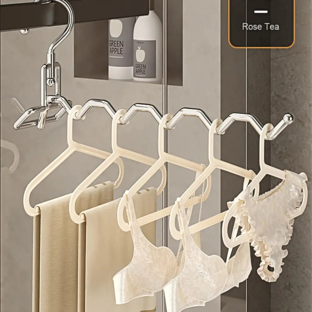 Stainless Steel Folding Clothes Hanger – Multi-Hook Indoor Rack