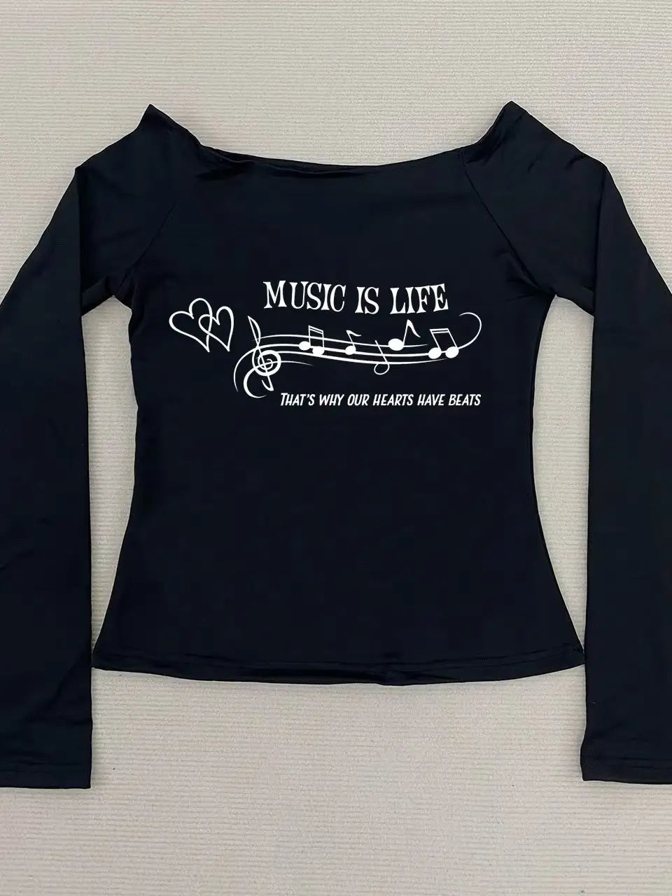 Y2K Slim Fit Long Sleeve T-Shirt – Korean Letter Print Women