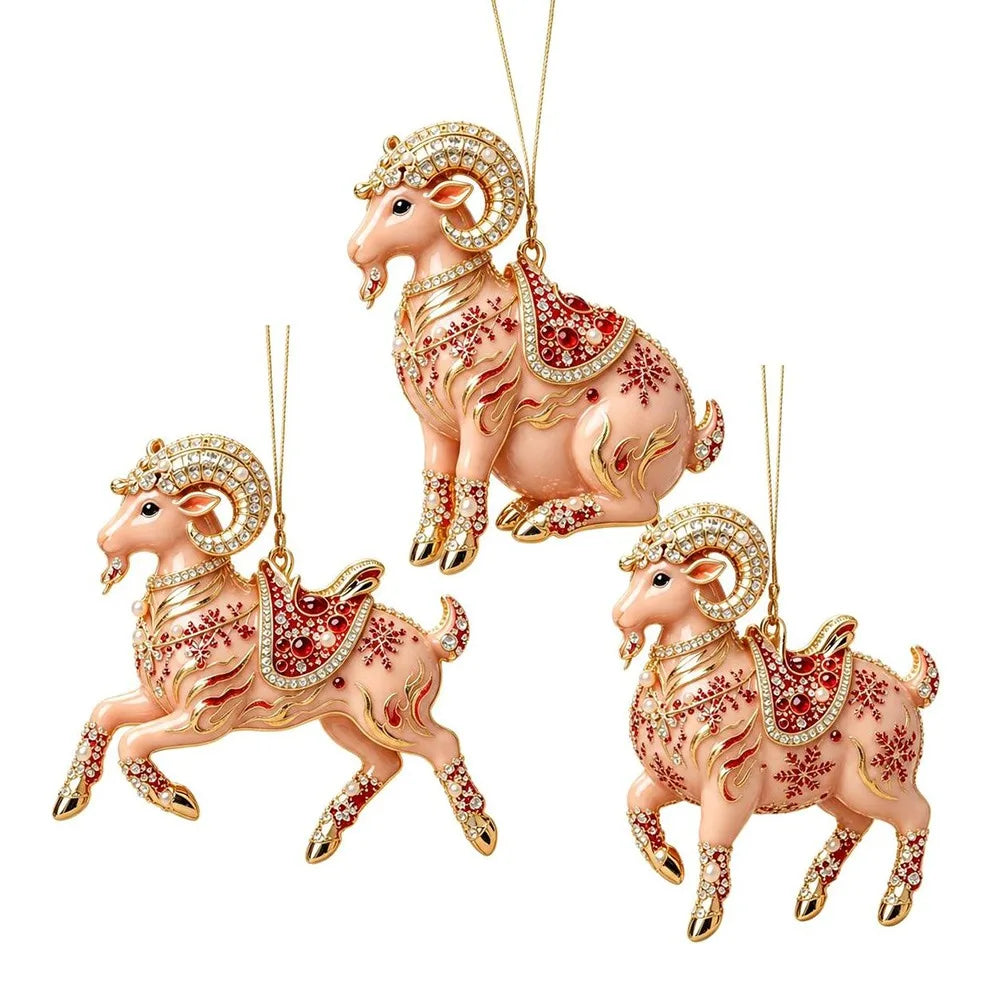 Rhinestone Acrylic Goat Hanging Ornaments – Zodiac Set 4–7 Pcs