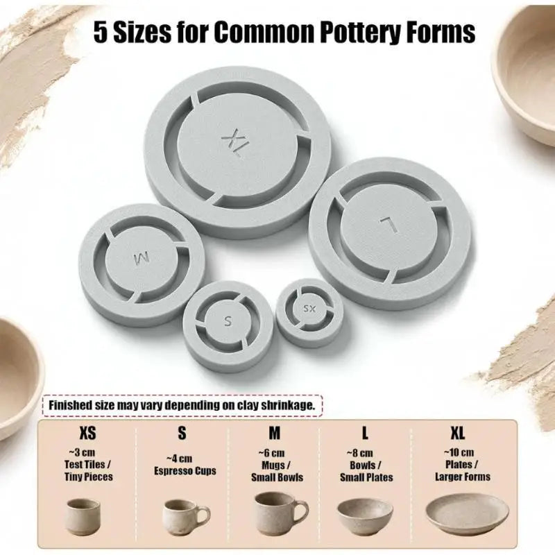 5-Piece Pottery Foot Ring Template Set | PLA Clay Trimming Tool
