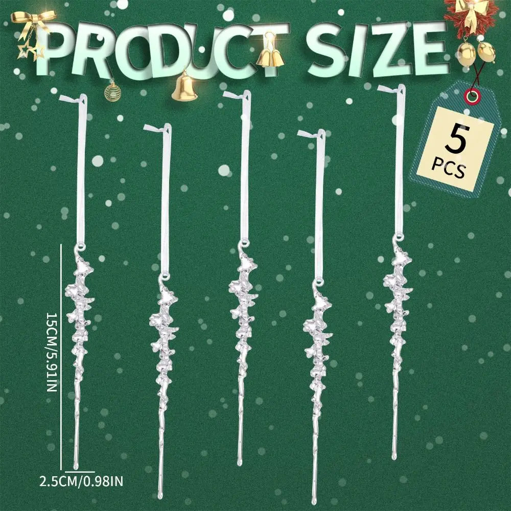 5-Pack Clear Acrylic Christmas Hanging Pendants | Star Snow Beads