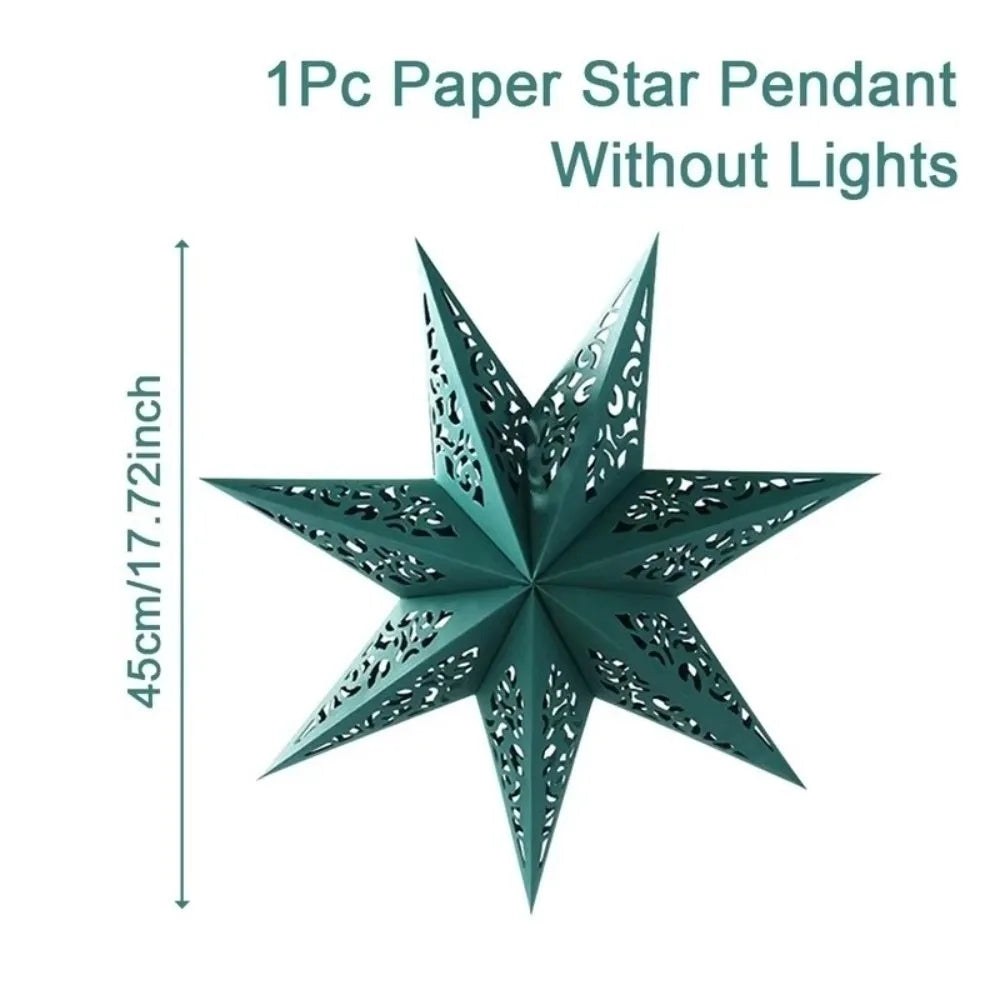 Star Shape Paper Christmas Lampshade 45cm Hollow Pendant