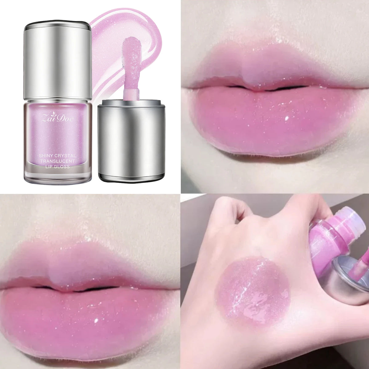 ZaiDoc 5-Color Crystal Lip Gloss Set – High Shine & Hydrating