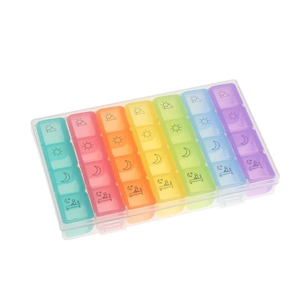 Weekly Pill Organizer – 28-Slot 7-Day 4x Daily Travel Case