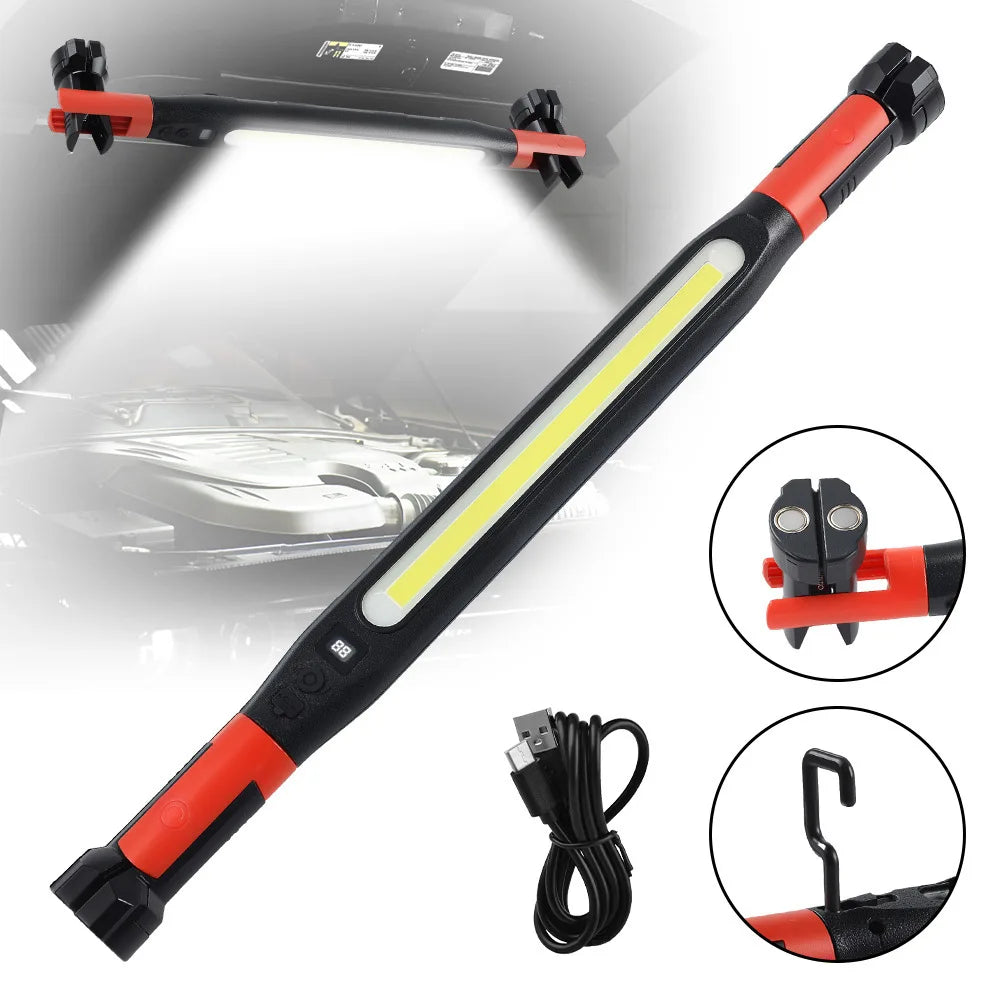 Rechargeable LED Work Light – Magnetic Base, Hook & USB Power