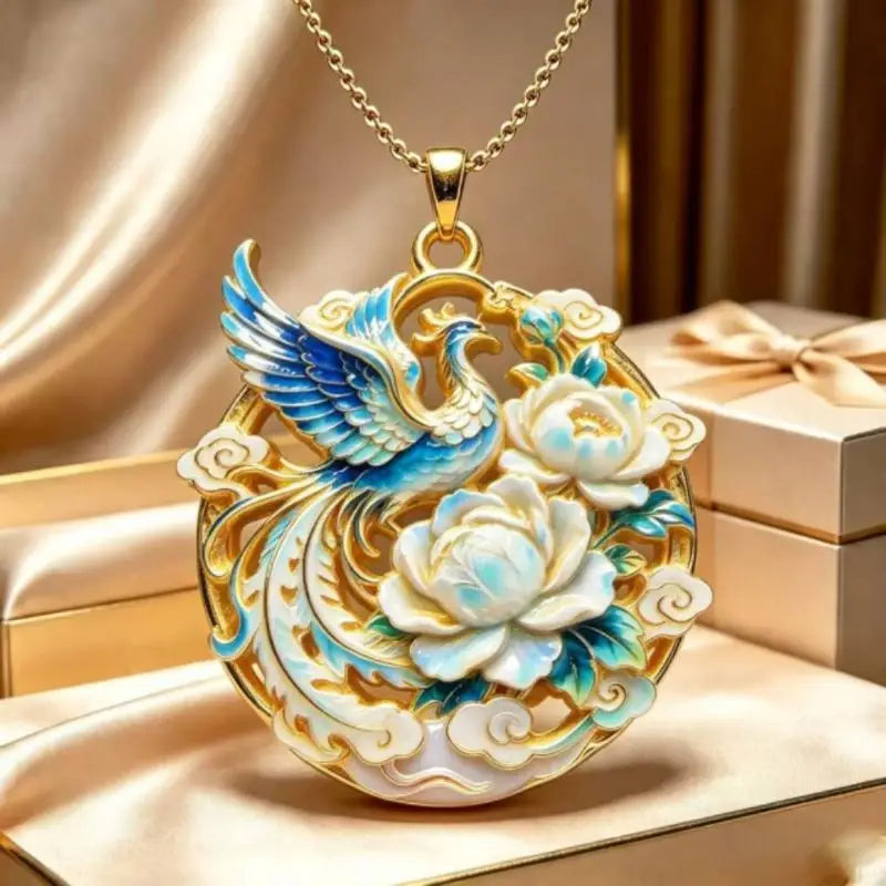 Nine Tailed Fox Enamel Pendant Necklace | Chinese Mythology