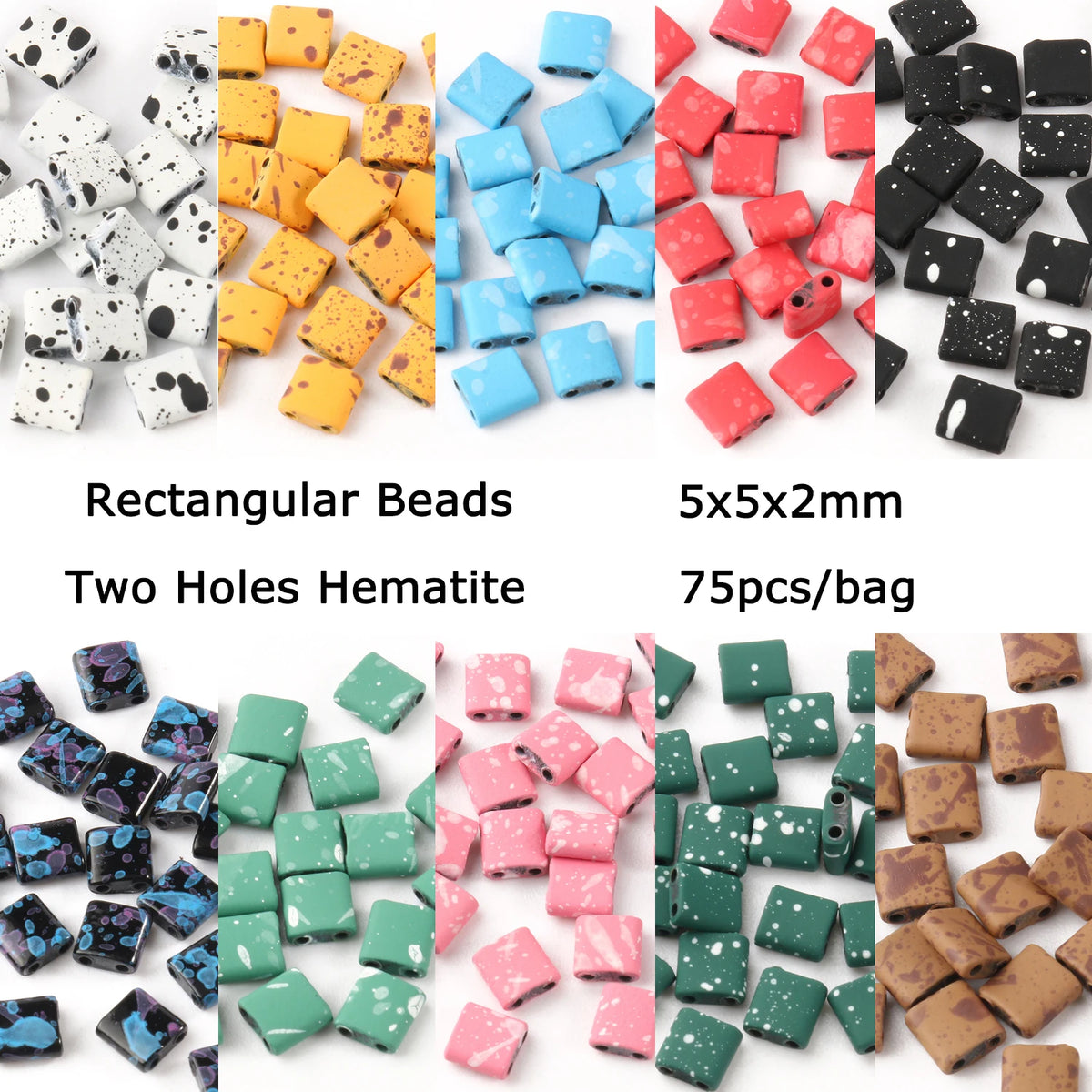 Rectangle Two-Hole Hematite Beads 5x5x2mm – DIY Jewelry Making