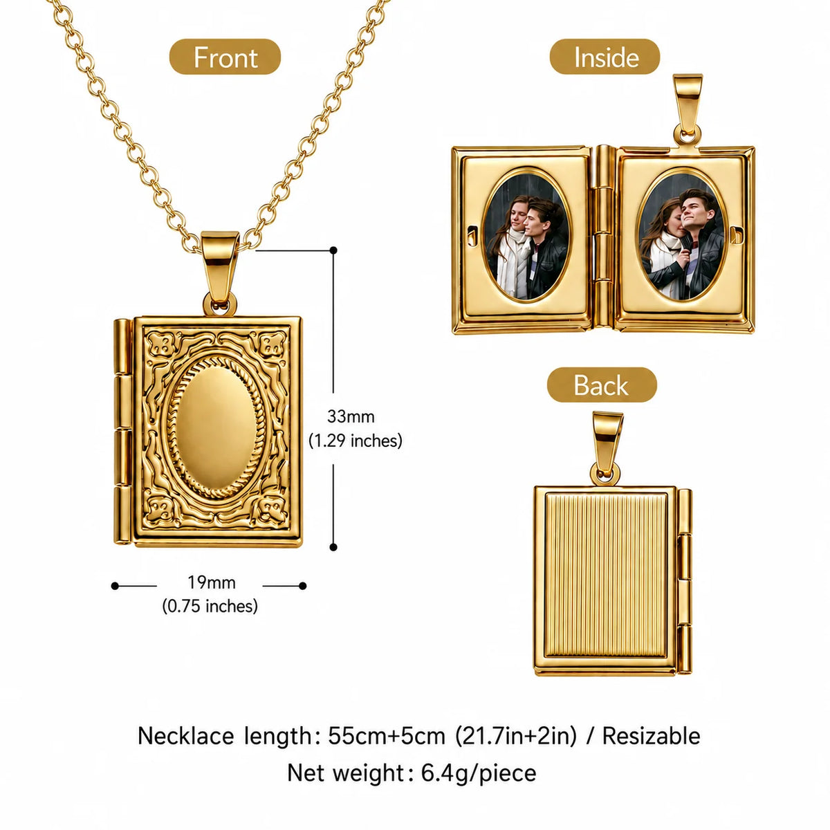Personalized Photo Locket Necklace | Custom Heart Pendant
