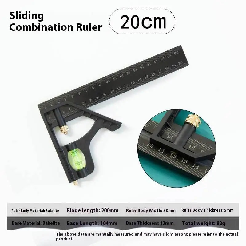 Adjustable Combination Square Ruler 15/20/25cm – Bubble Level