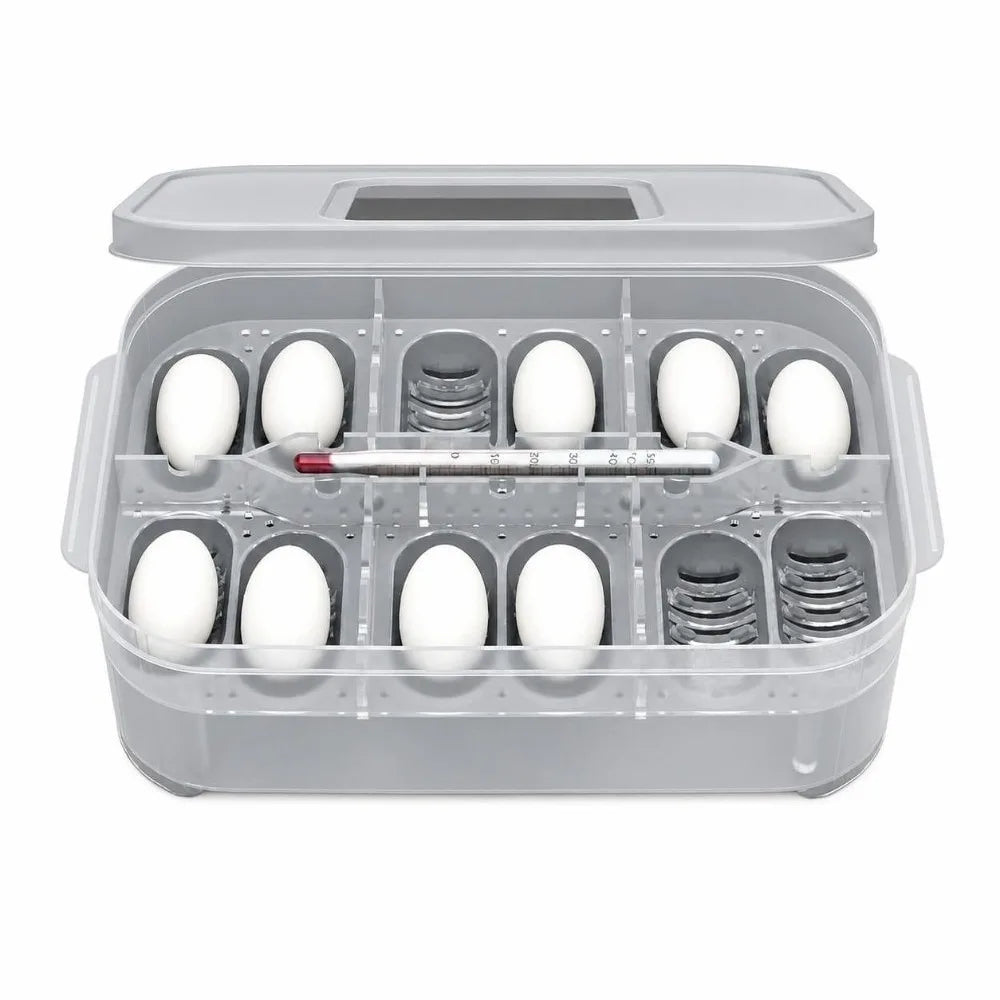 Reptile Egg Incubator Box – 12-Egg ABS Tray with Clear Lid