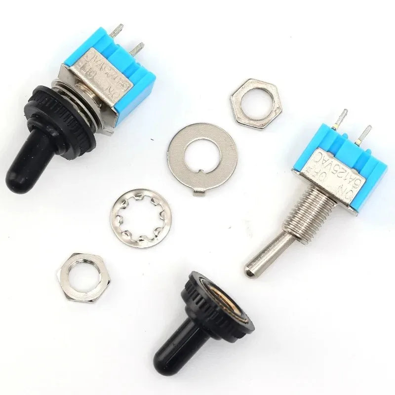 MT-S101 Mini Toggle Switch 2-Pin ON/OFF 3A 125VAC Waterproof Cap