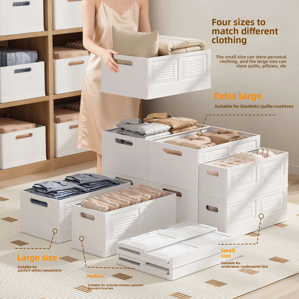 Foldable Clothes Storage Box – Large Wardrobe Organizer