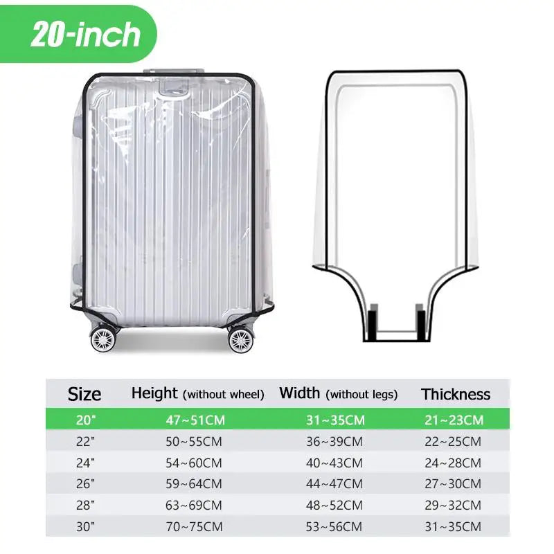 Transparent PVC Luggage Cover | Waterproof 20–30 Inch Suitcase