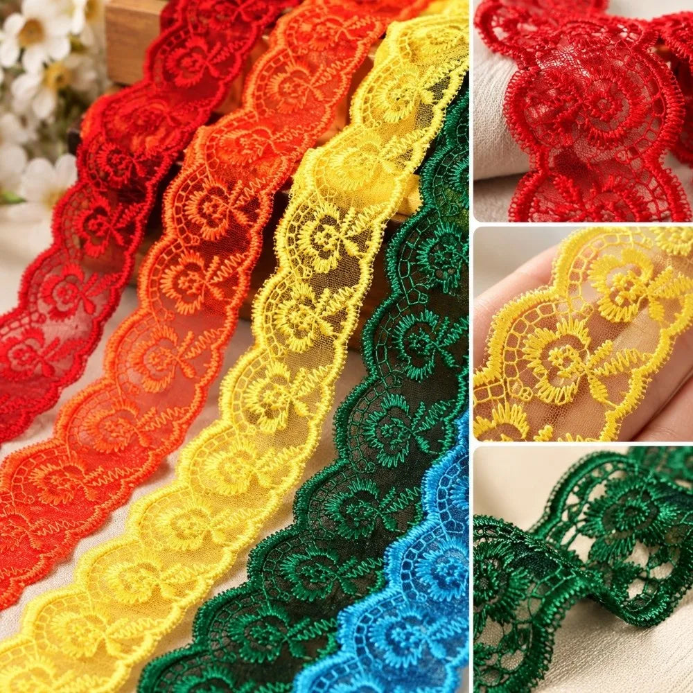10 Yards Floral Embroidery Lace Trim – Hollow Polyester 40mm