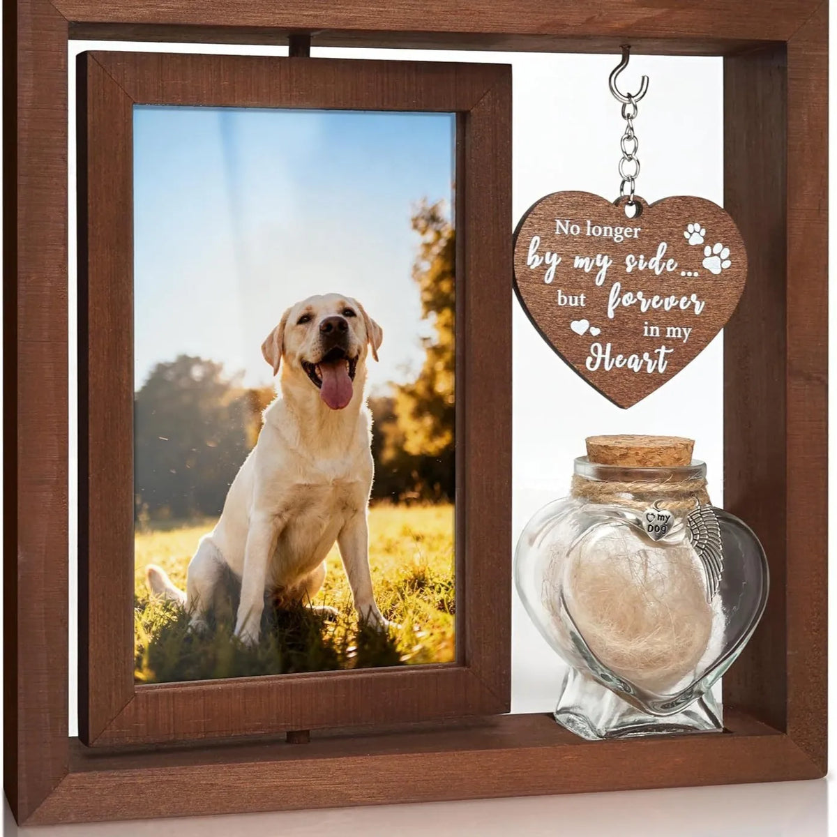 Rotatable 4x6 Wooden Pet Memorial Photo Frame | Customizable