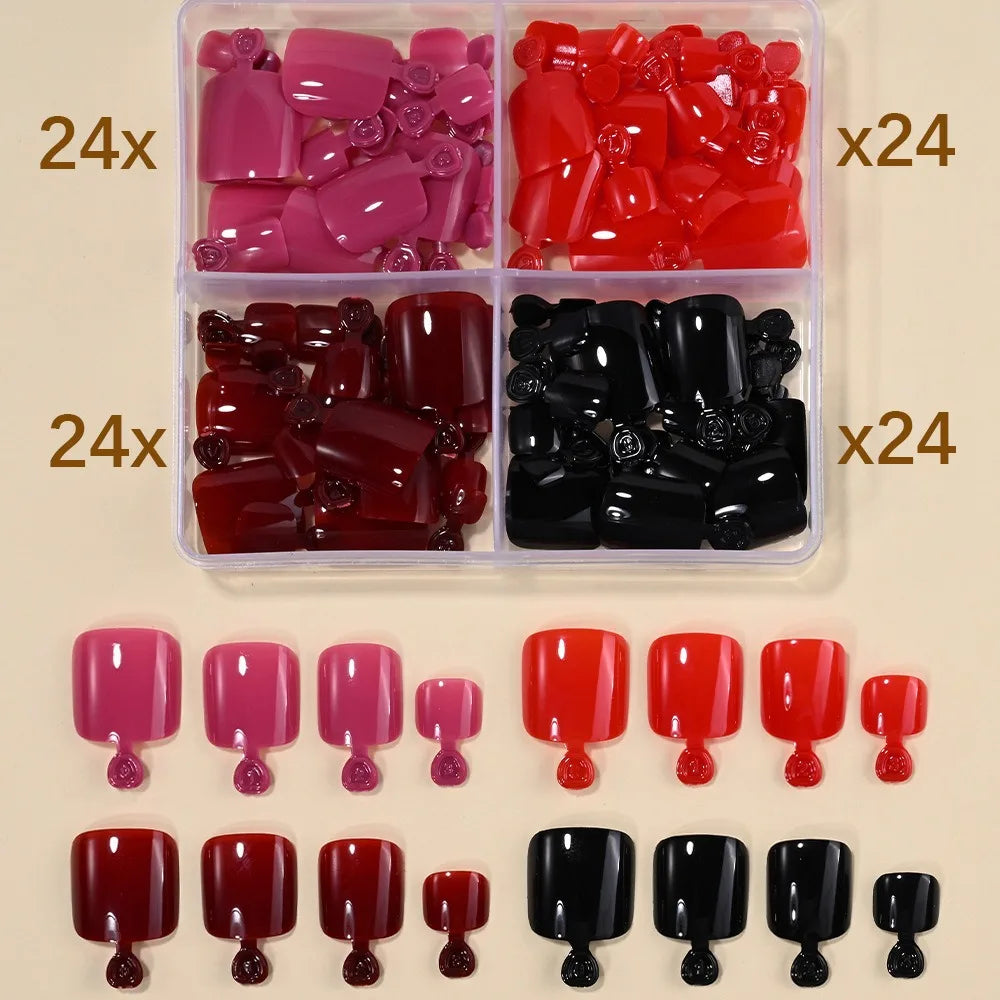 Short Square Press-On False Toenails – Full Cover 96/144/288 Pcs