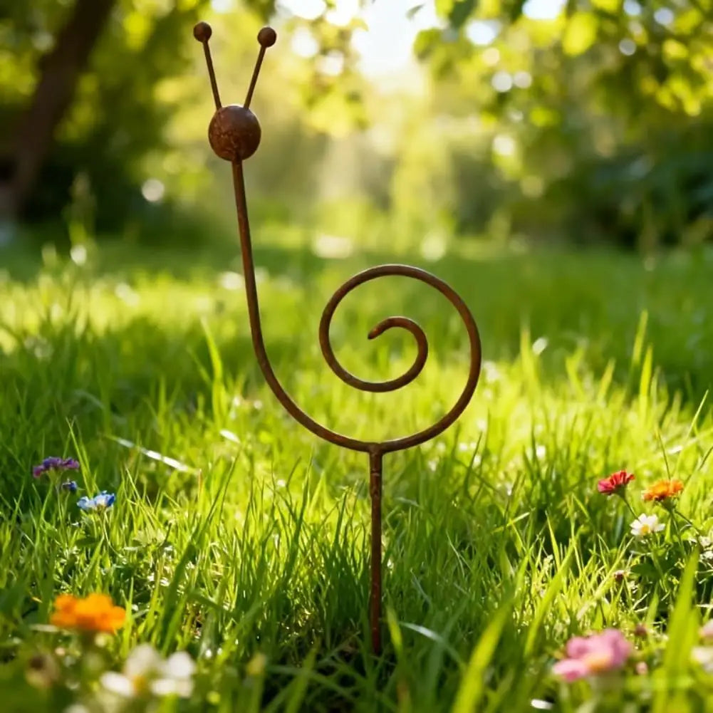 Rustic Metal Snail Garden Stake – Wrought Iron Outdoor Decor