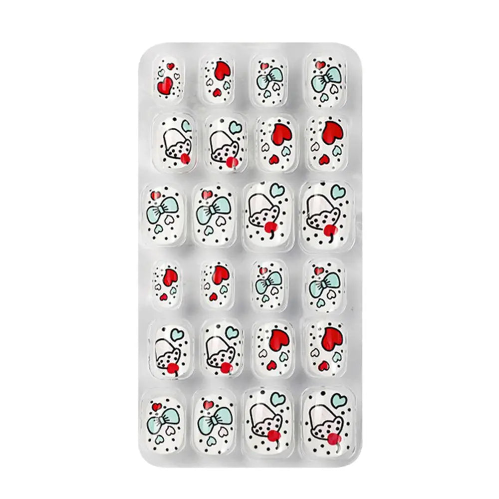 24-Pc Cartoon Y2K Press-On False Nails | Short Square Full Cover
