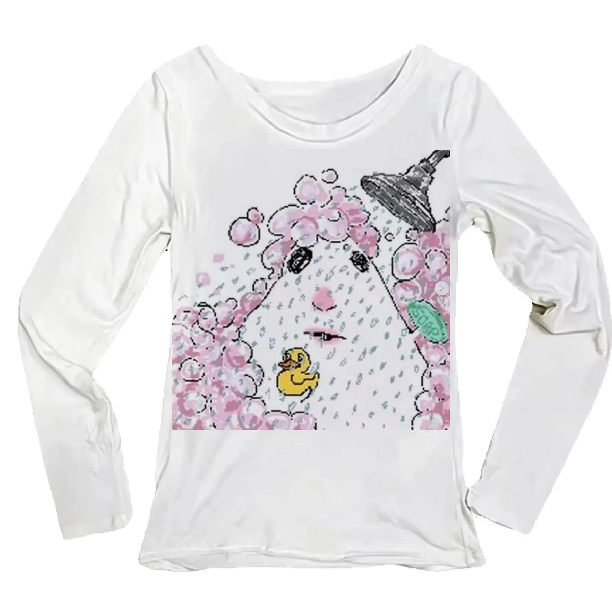 Women's Rubber Duck Print Long Sleeve Slim Fit T-Shirt | Y2K