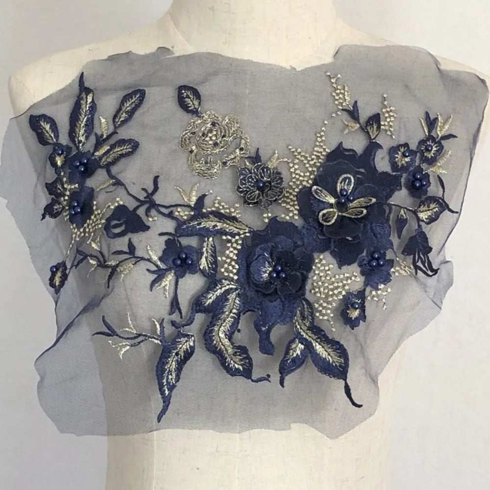 3D Sequined Floral Embroidery Patch – DIY Appliqué 33×26cm