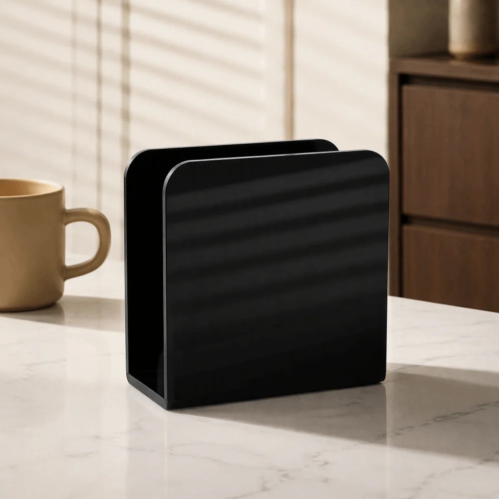 Black Acrylic Napkin Holder – Upright Countertop Rack