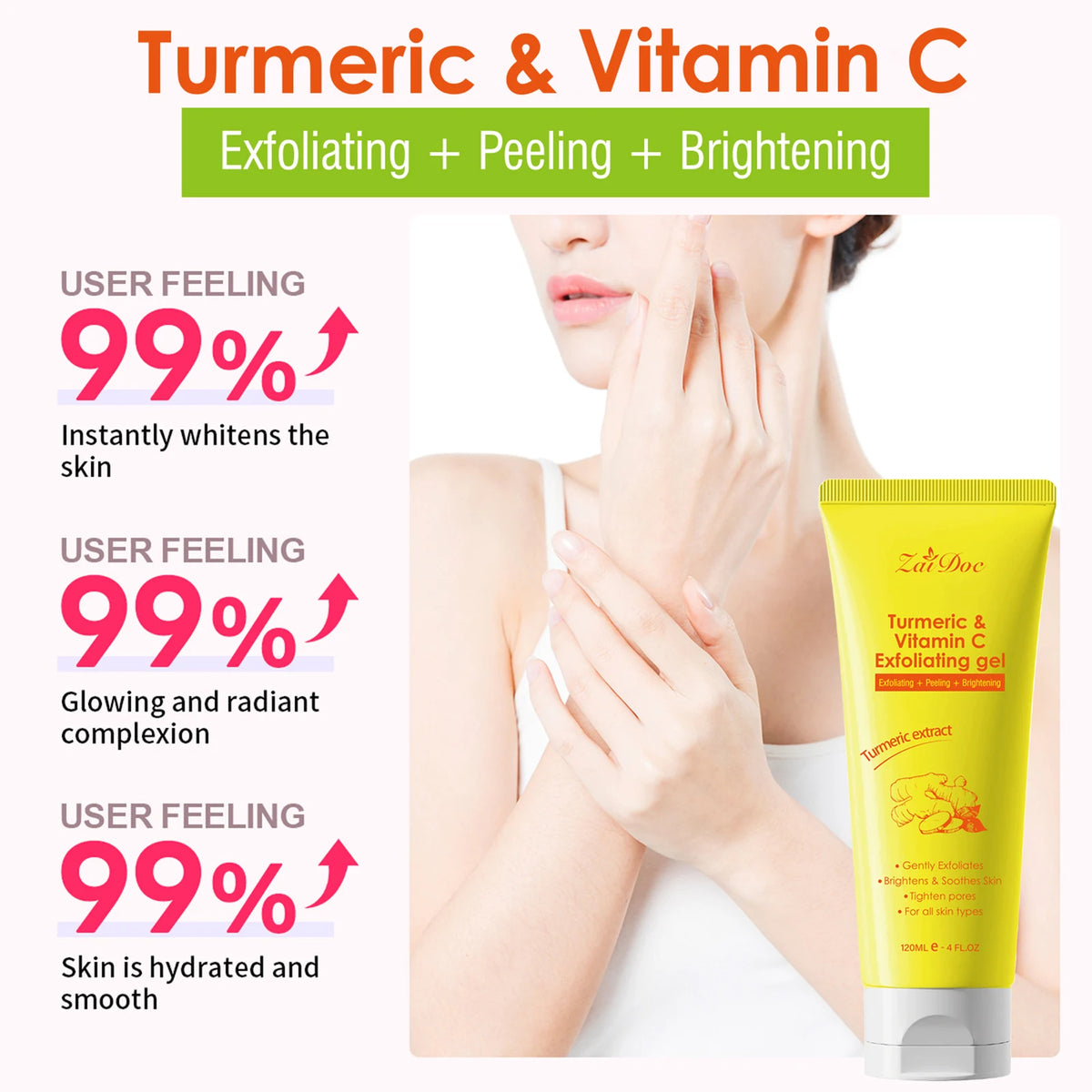 Turmeric Vitamin C Exfoliating Face Gel 120ml | Pore Cleanse