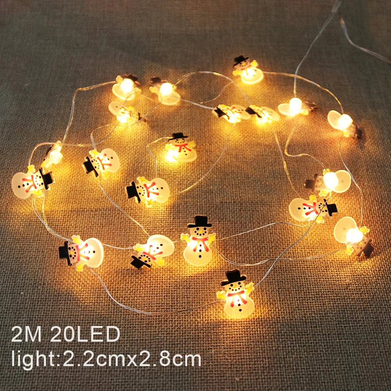 2M Christmas Santa & Snowman LED Light String Garland Decor