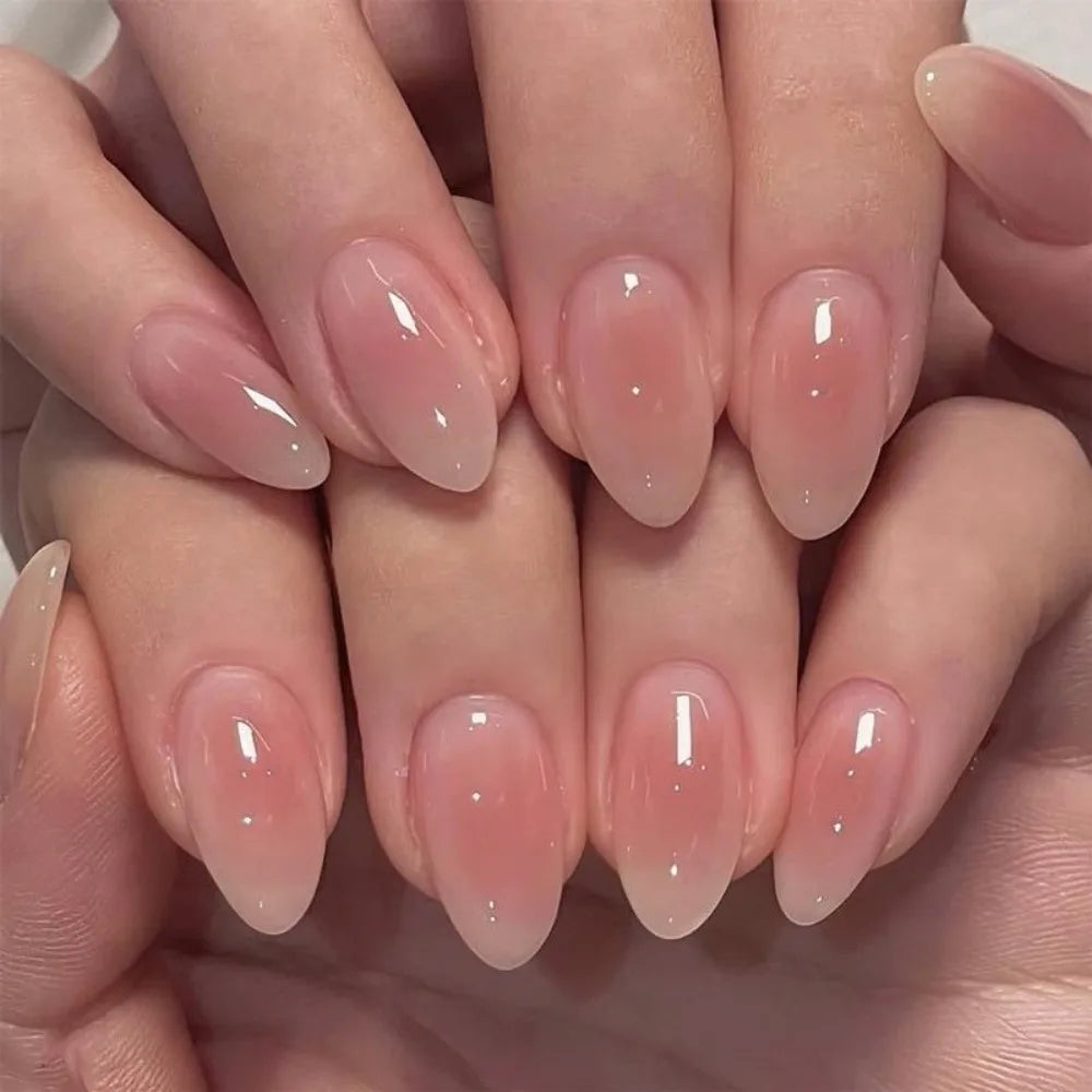 Almond Square Short Press-On False Nails – 24pc DIY Set
