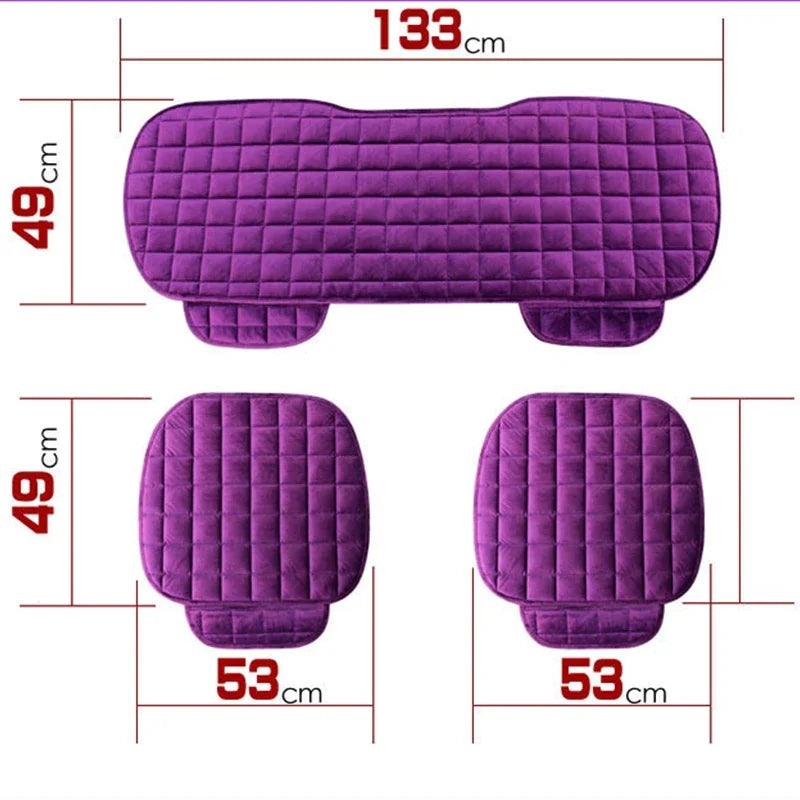 Universal Plush Car Seat Cover Set – 3-Piece Front & Rear
