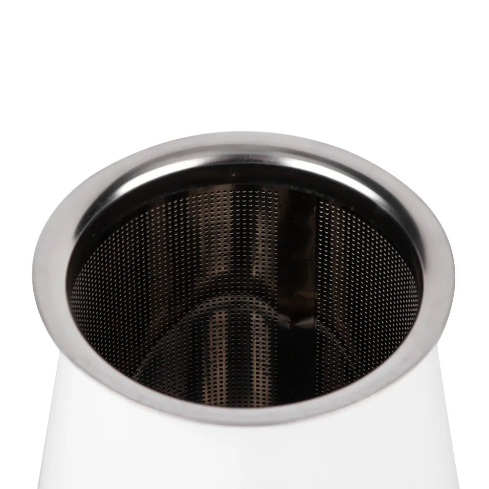 Stainless Steel Coffee Powder Sifter Cup with Lid – White