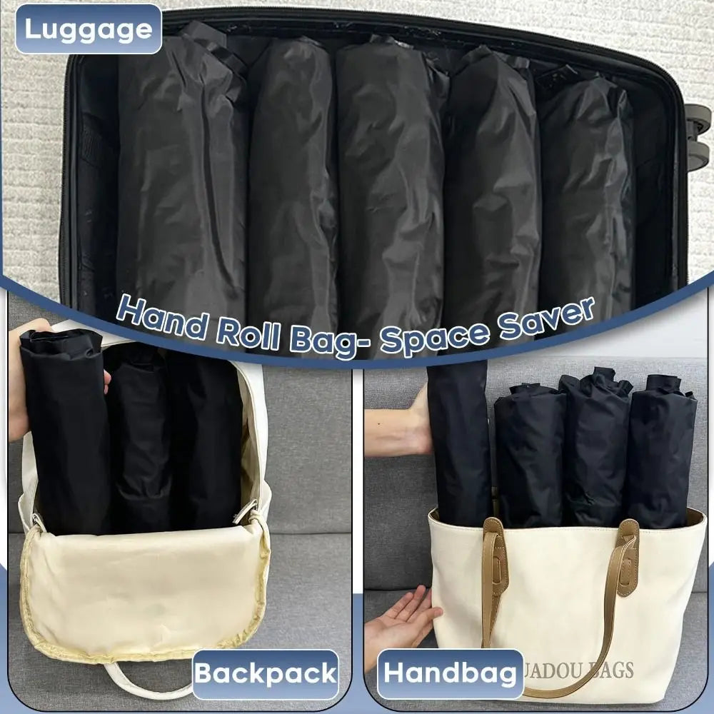 Hand Roll Vacuum Storage Bags – Travel Space Saver (4 Sizes)